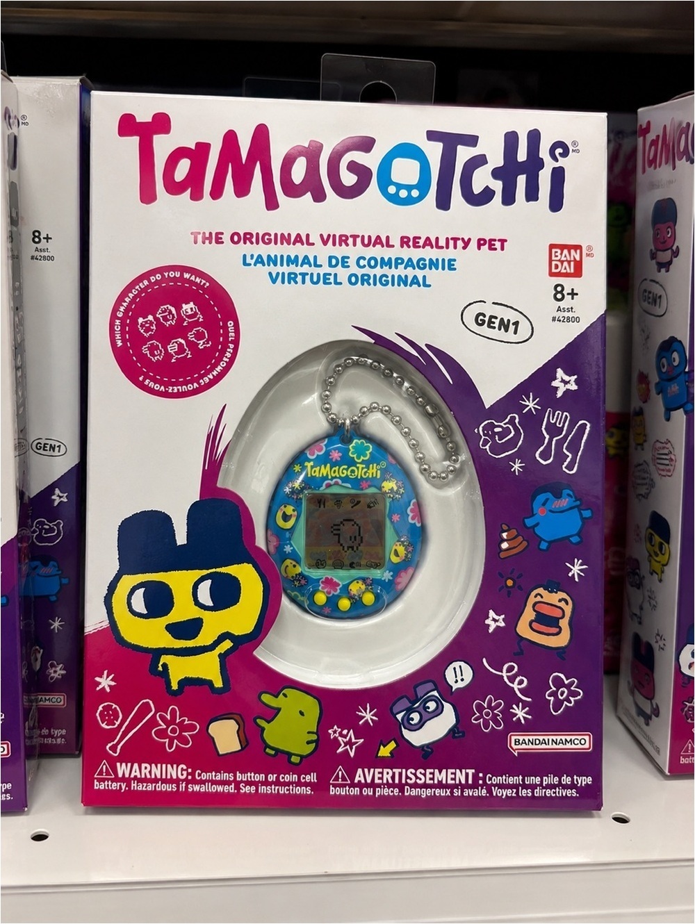 Tamagotchi Gen 1 Original Virtual Reality Pet Blue Floral NIB
